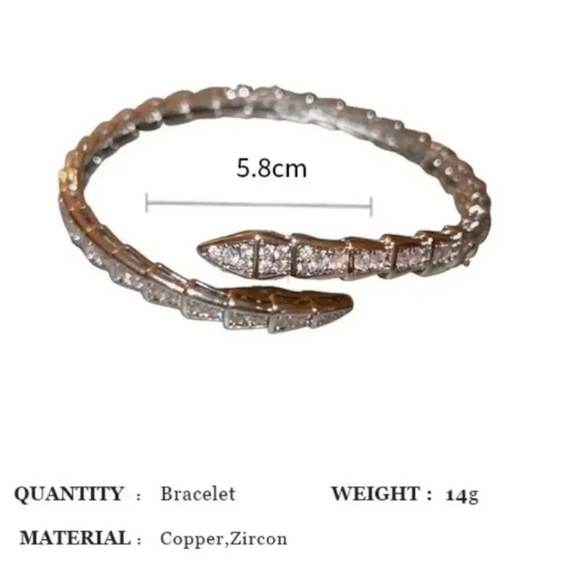 Serpenti Snake Crystal Silver Cuff Bracelet - Picture 8 of 10